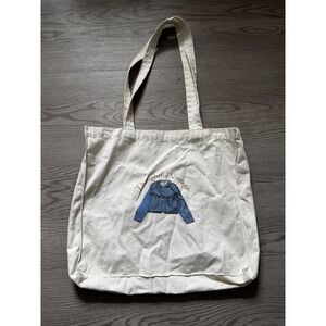 Thoughtful Vintage Canvas Tote Bag Running Errands Thrifting Cream Graphic